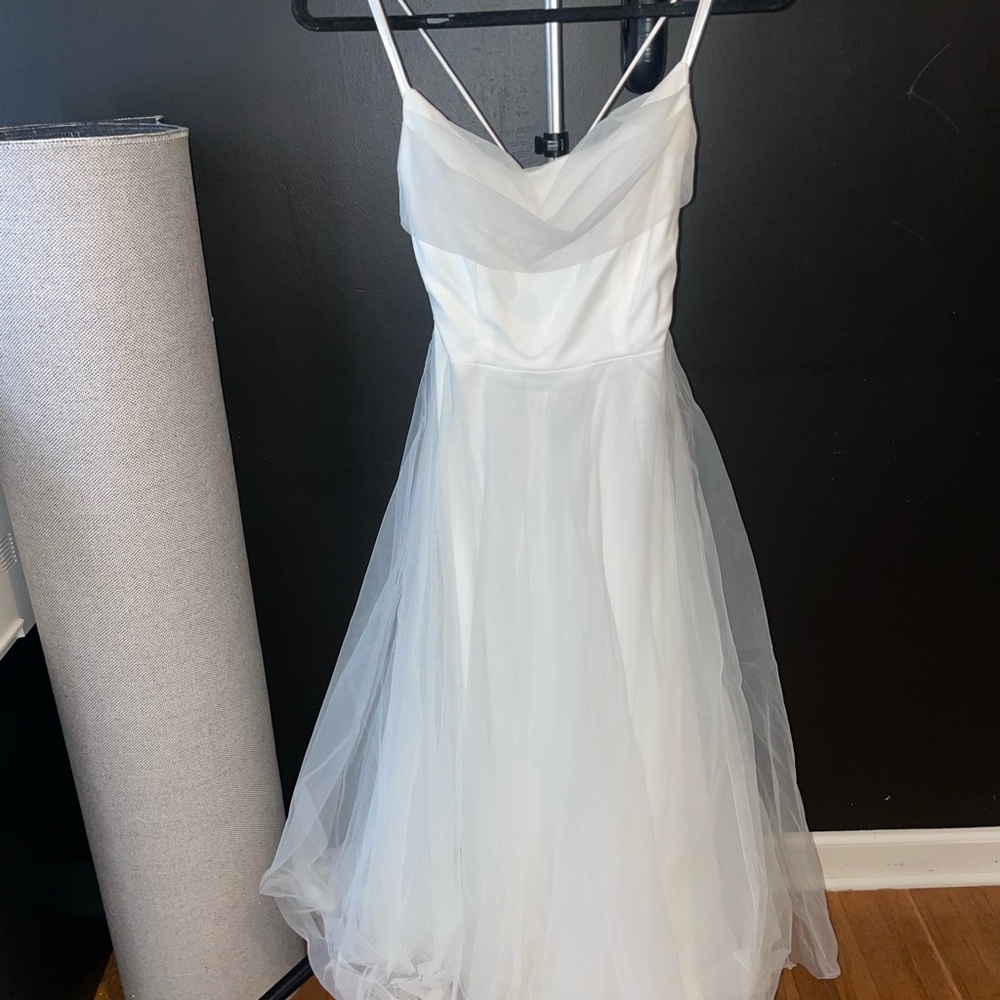 Selfie Leslie White Satin & tulle Dress
